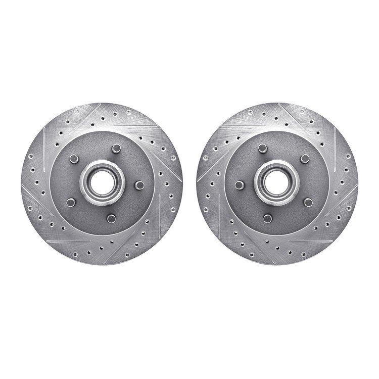 7002-48017 Drilled/Slotted Brake Rotors [Silver], 1992-2002 GM, Position: Front