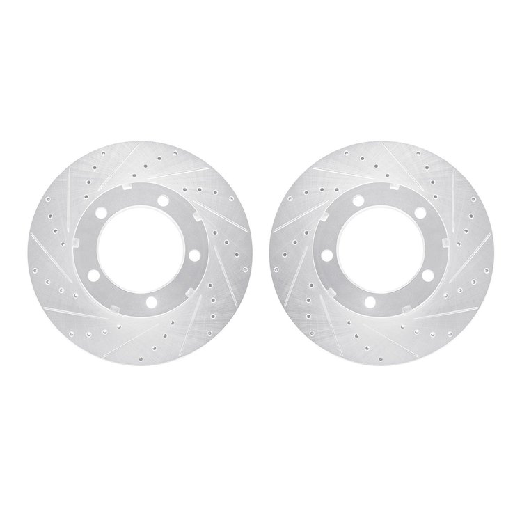 7002-48030 Drilled/Slotted Brake Rotors [Silver], 1994-2005 Multiple Makes/Models, Position: Front