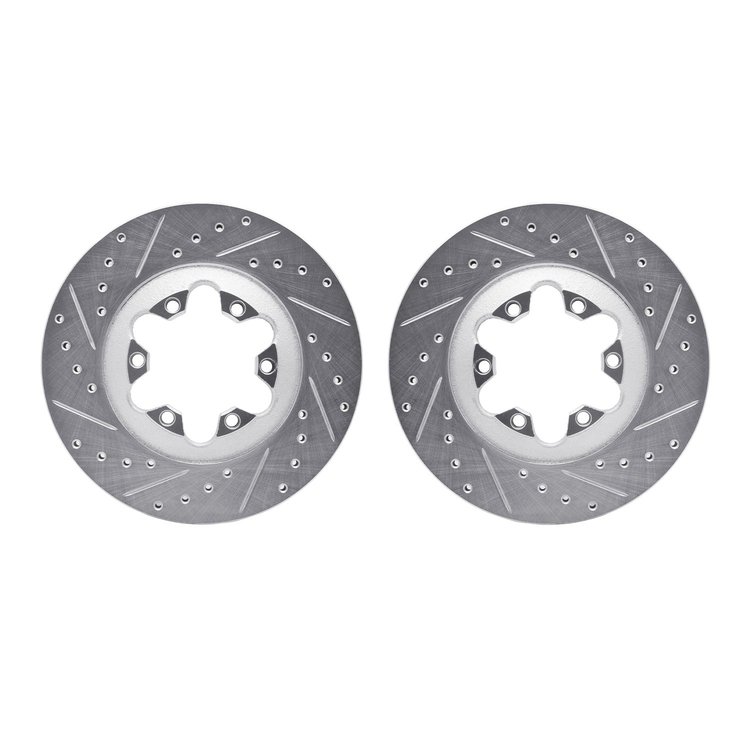 7002-48032 Drilled/Slotted Brake Rotors [Silver], 2004-2008 GM, Position: Front