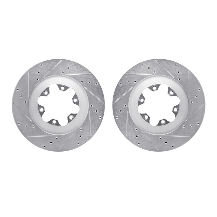 7002-48033 Drilled/Slotted Brake Rotors [Silver], 2009-2012 GM, Position: Front