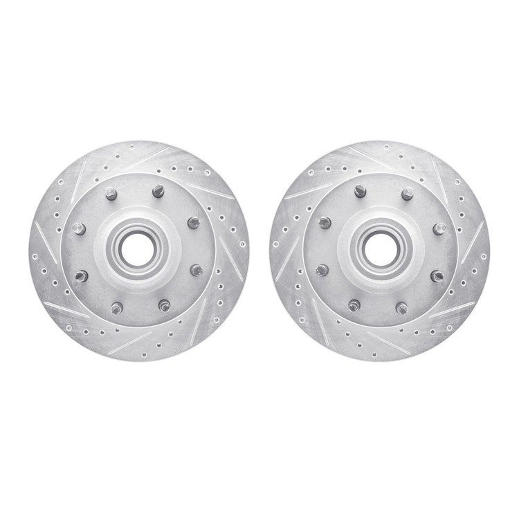 7002-48035 Drilled/Slotted Brake Rotors [Silver], 2001-2002 GM, Position: Front
