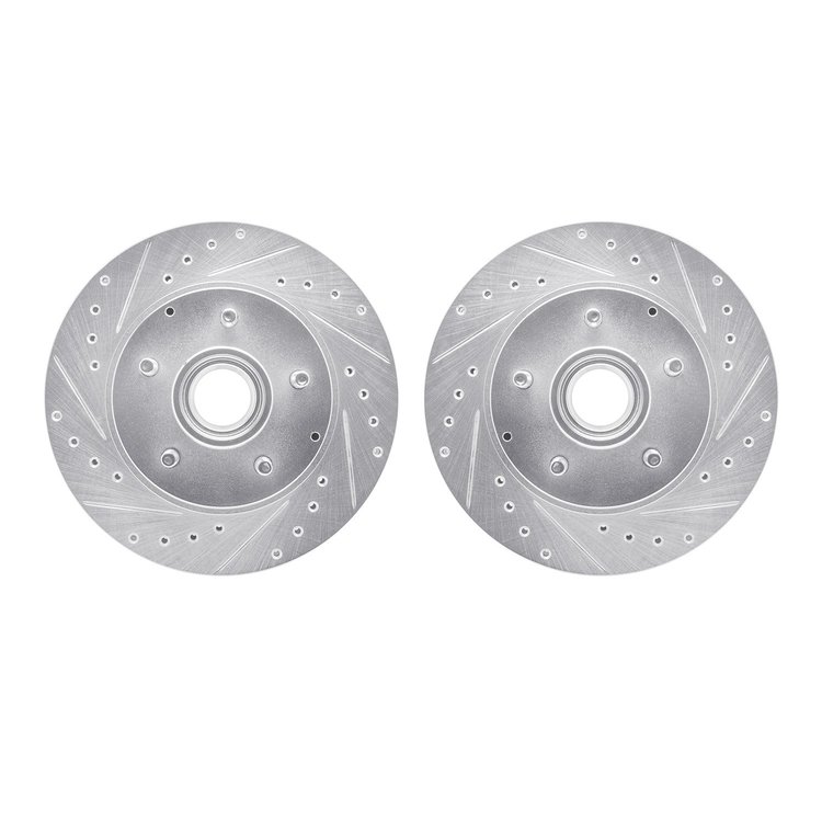 7002-48036 Drilled/Slotted Brake Rotors [Silver], 1993-1995 GM, Position: Front