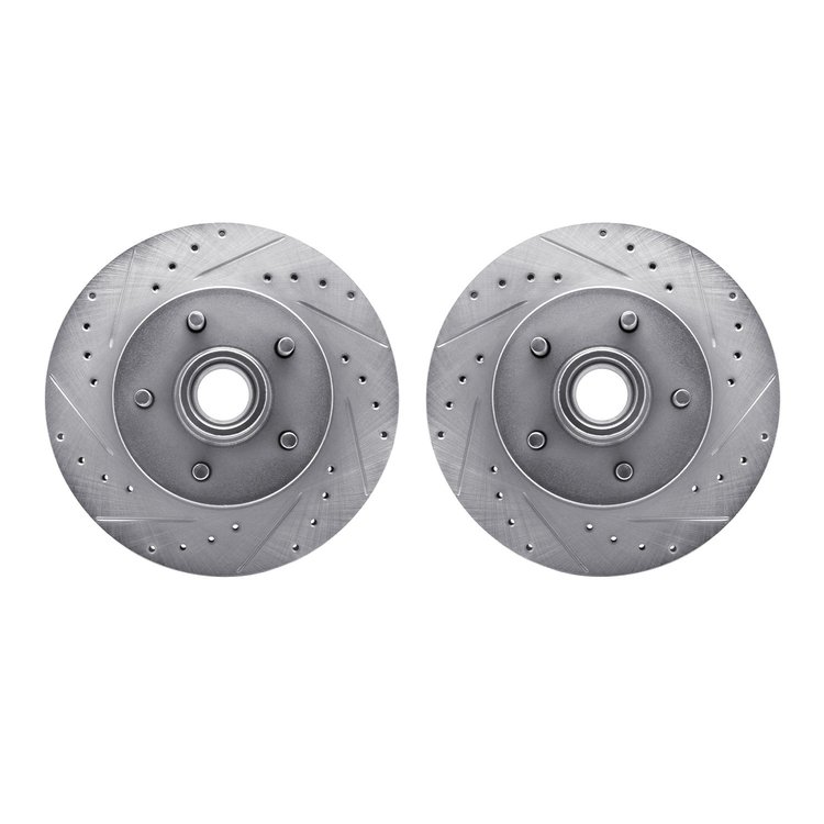 7002-48037 Drilled/Slotted Brake Rotors [Silver], 1993-1995 GM, Position: Front