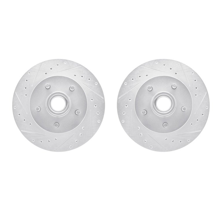7002-48038 Drilled/Slotted Brake Rotors [Silver], 1983-1992 GM, Position: Front