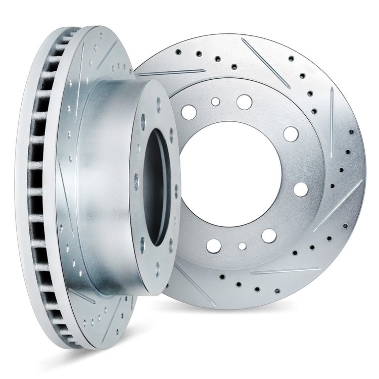 7002-48044 Drilled/Slotted Brake Rotors [Silver], 1977-2000 Multiple Makes/Models, Position: Front