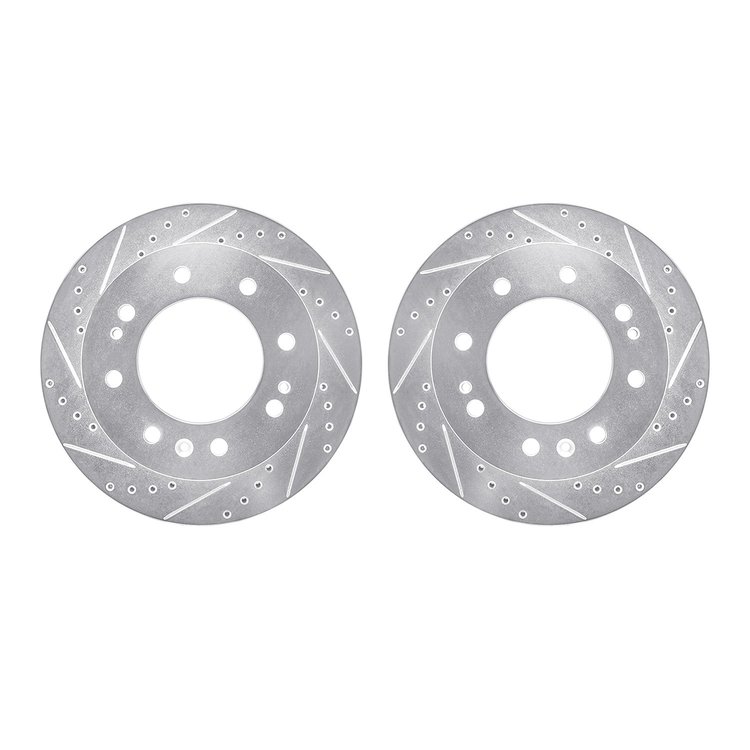 7002-48047 Drilled/Slotted Brake Rotors [Silver], Fits Select GM, Position: Front