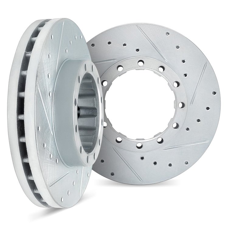 7002-48049 Drilled/Slotted Brake Rotors [Silver], Fits Select GM, Position: Front
