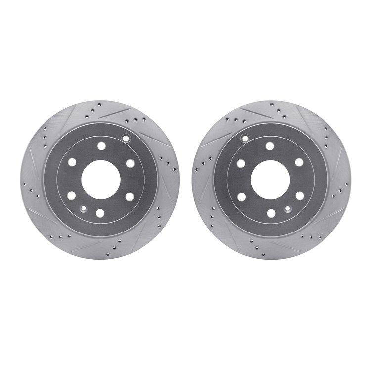 7002-48052 Drilled/Slotted Brake Rotors [Silver], 2007-2017 GM, Position: Rear