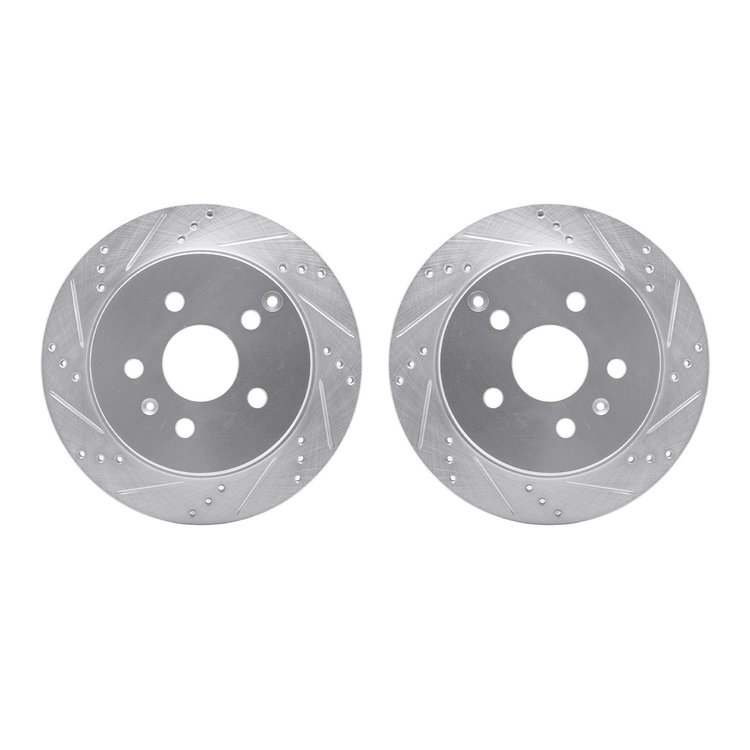 7002-48064 Drilled/Slotted Brake Rotors [Silver], 2010-2017 GM, Position: Rear