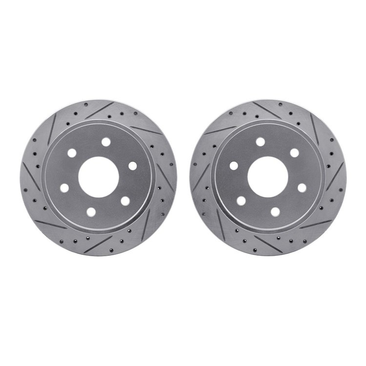 7002-48065 Drilled/Slotted Brake Rotors [Silver], 2003-2005 GM, Position: Rear