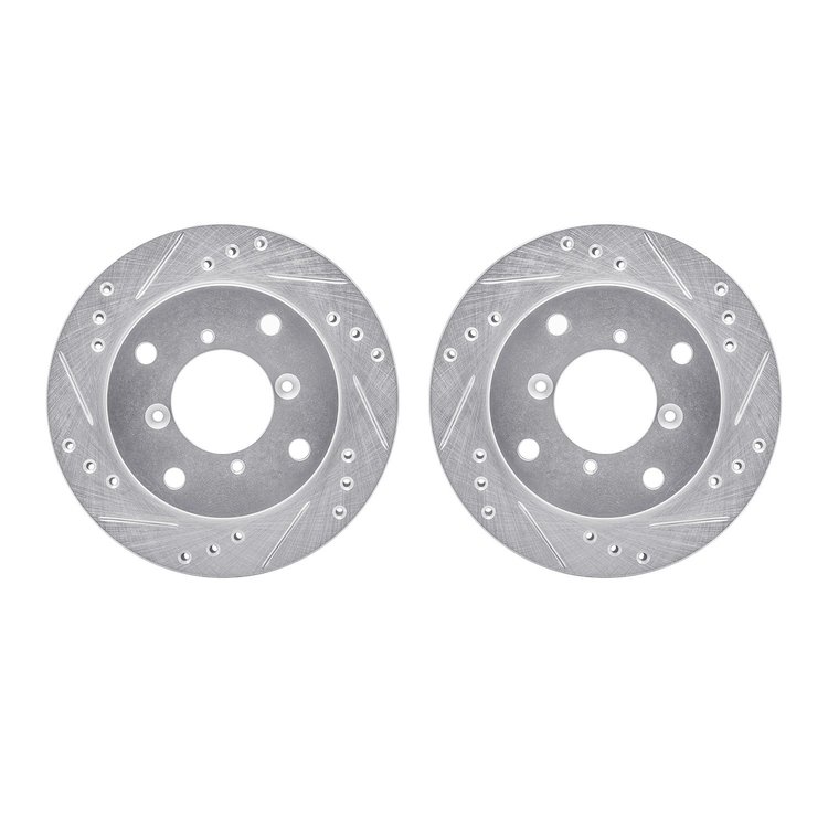 7002-50001 Drilled/Slotted Brake Rotors [Silver], 1989-2001 GM, Position: Front