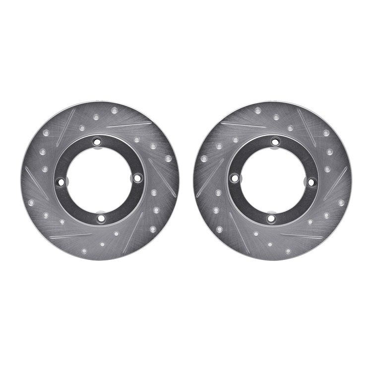 7002-50002 Drilled/Slotted Brake Rotors [Silver], 1985-1994 GM, Position: Front