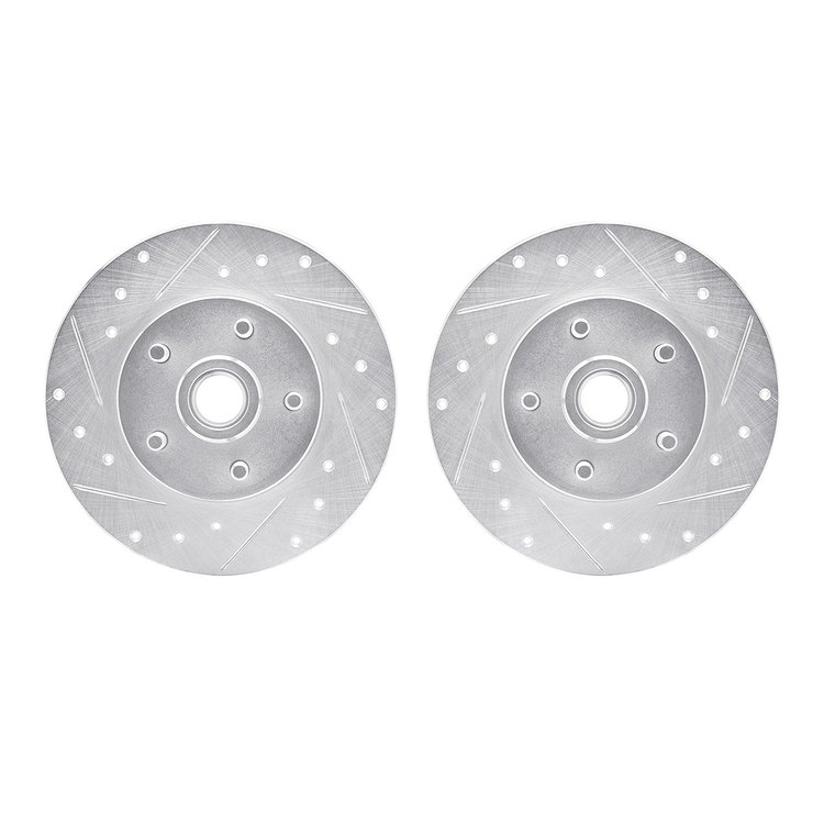 7002-52005 Drilled/Slotted Brake Rotors [Silver], 1984-1987 GM, Position: Front