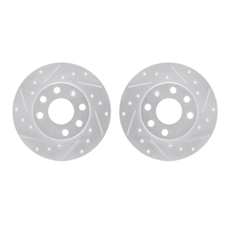 7002-52012 Drilled/Slotted Brake Rotors [Silver], 1988-1989 GM, Position: Front