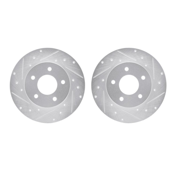 7002-52014 Drilled/Slotted Brake Rotors [Silver], 1992-2005 GM, Position: Rear