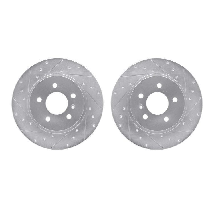 7002-52016 Drilled/Slotted Brake Rotors [Silver], 2005-2005 GM, Position: Rear
