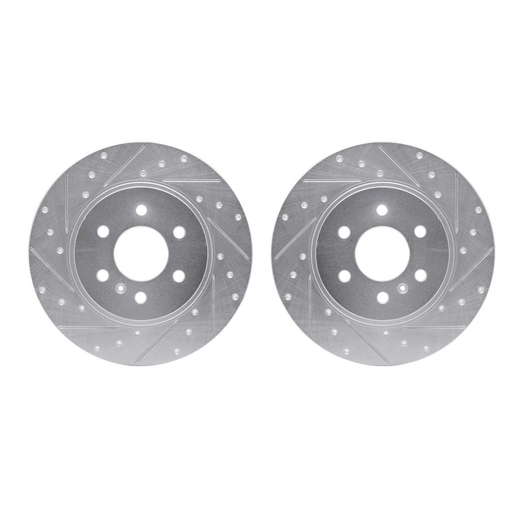 7002-52017 Drilled/Slotted Brake Rotors [Silver], 2006-2006 GM, Position: Rear