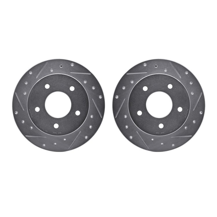 7002-52022 Drilled/Slotted Brake Rotors [Silver], 1984-1988 GM, Position: Rear