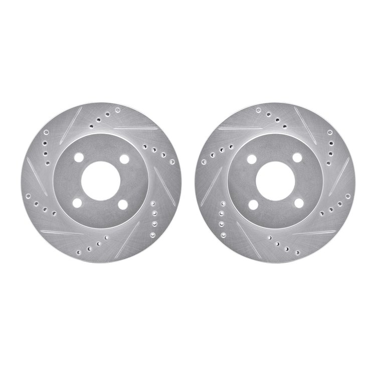 7002-53001 Drilled/Slotted Brake Rotors [Silver], 2003-2010 GM, Position: Front