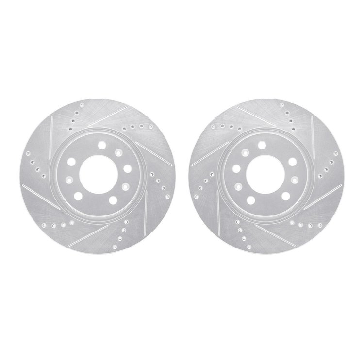 7002-53002 Drilled/Slotted Brake Rotors [Silver], 2006-2010 GM, Position: Front