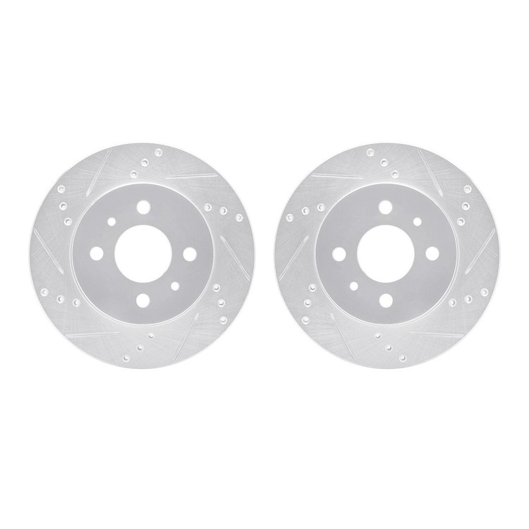 7002-53003 Drilled/Slotted Brake Rotors [Silver], 1991-2002 GM, Position: Front