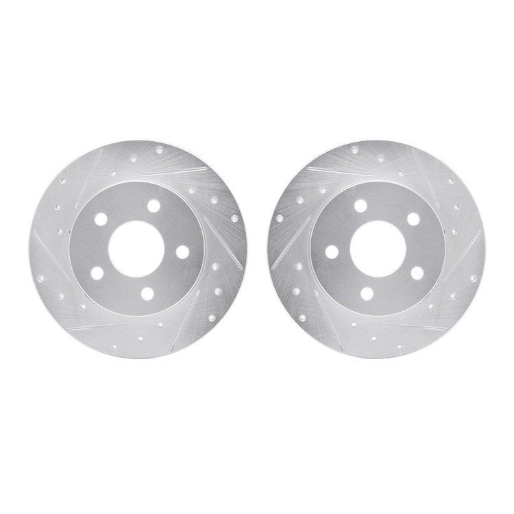7002-53005 Drilled/Slotted Brake Rotors [Silver], 2004-2012 GM, Position: Rear