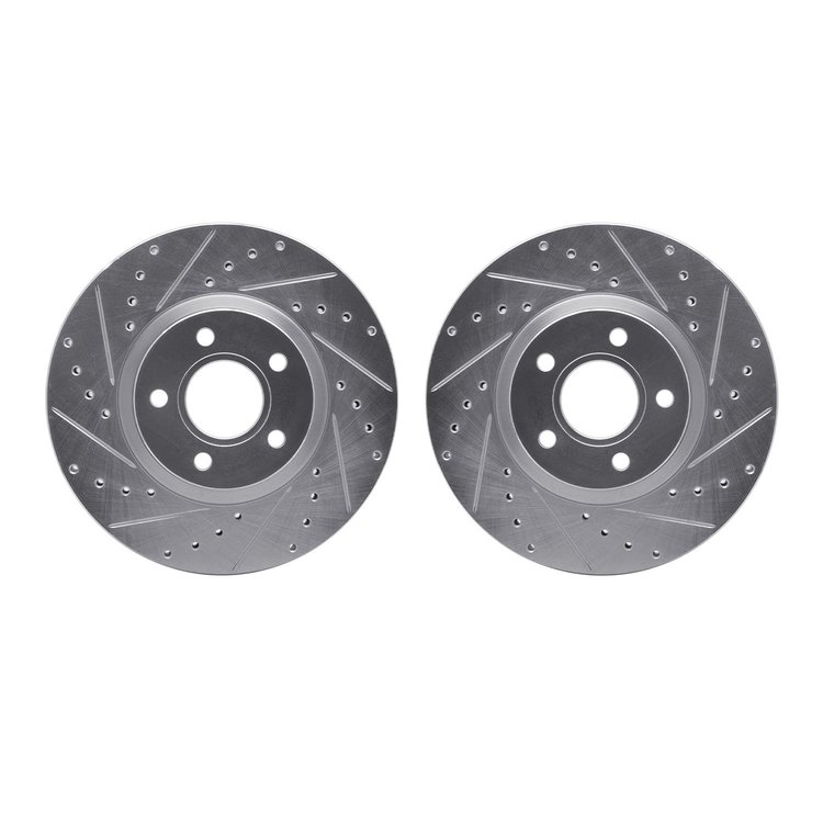 7002-54017 Drilled/Slotted Brake Rotors [Silver], 2004-2019 Multiple Makes/Models, Position: Front