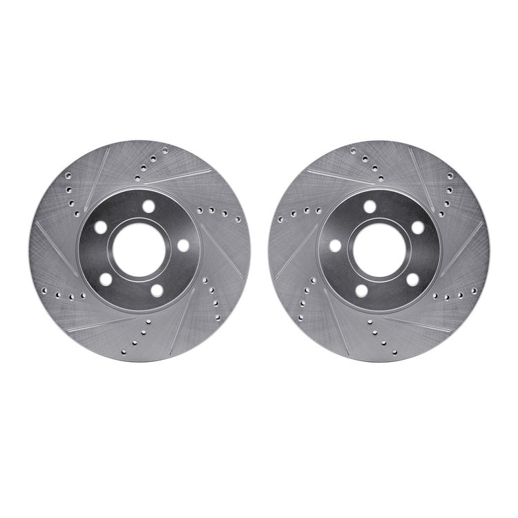 7002-54018 Drilled/Slotted Brake Rotors [Silver], 2012-2018 Multiple Makes/Models, Position: Front