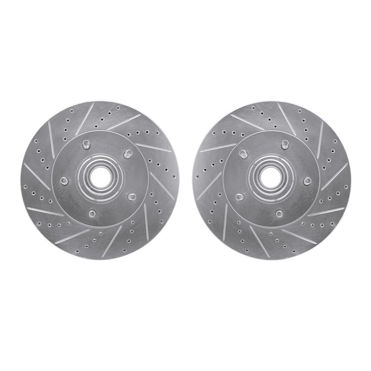 7002-54028 Drilled/Slotted Brake Rotors [Silver], 2004-2006 Ford/Lincoln/Mercury/Mazda, Position: Front