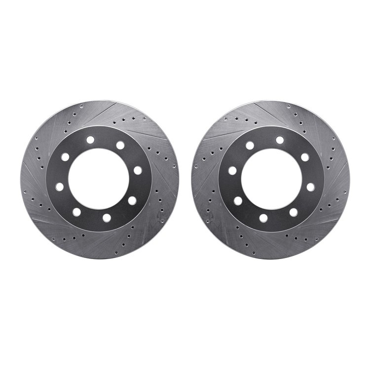 7002-54047 Drilled/Slotted Brake Rotors [Silver], 1999-2005 Ford/Lincoln/Mercury/Mazda, Position: Front