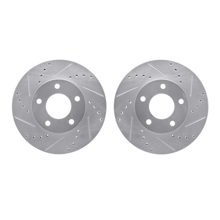 7002-54056 Drilled/Slotted Brake Rotors [Silver], 2001-2007 Ford/Lincoln/Mercury/Mazda, Position: Front