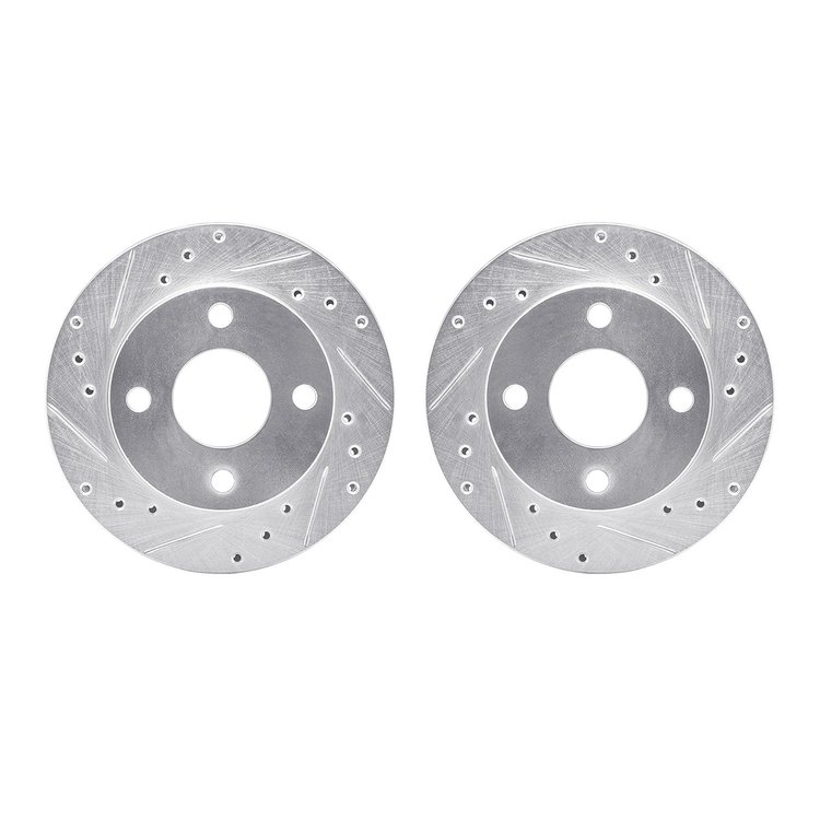 7002-54060 Drilled/Slotted Brake Rotors [Silver], 1981-1994 Ford/Lincoln/Mercury/Mazda, Position: Front