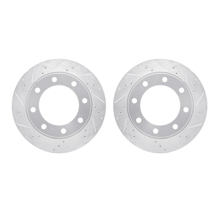 7002-54063 Drilled/Slotted Brake Rotors [Silver], 1999-2005 Ford/Lincoln/Mercury/Mazda, Position: Front