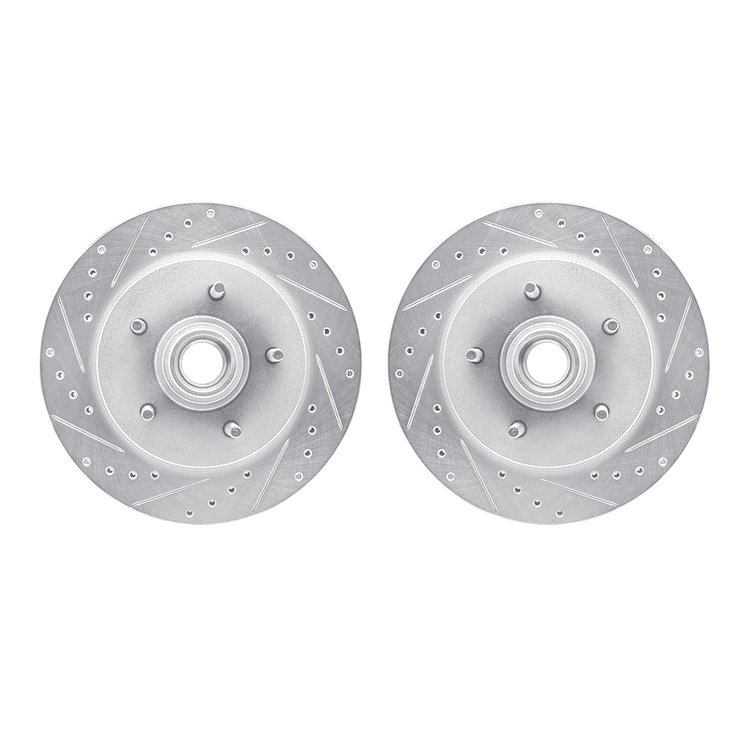 7002-54067 Drilled/Slotted Brake Rotors [Silver], 1997-2000 Ford/Lincoln/Mercury/Mazda, Position: Front