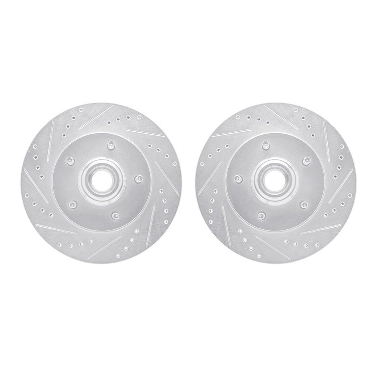 7002-54085 Drilled/Slotted Brake Rotors [Silver], 1997-1999 Ford/Lincoln/Mercury/Mazda, Position: Front