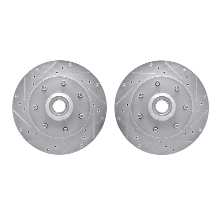 7002-54087 Drilled/Slotted Brake Rotors [Silver], 1997-2002 Ford/Lincoln/Mercury/Mazda, Position: Front