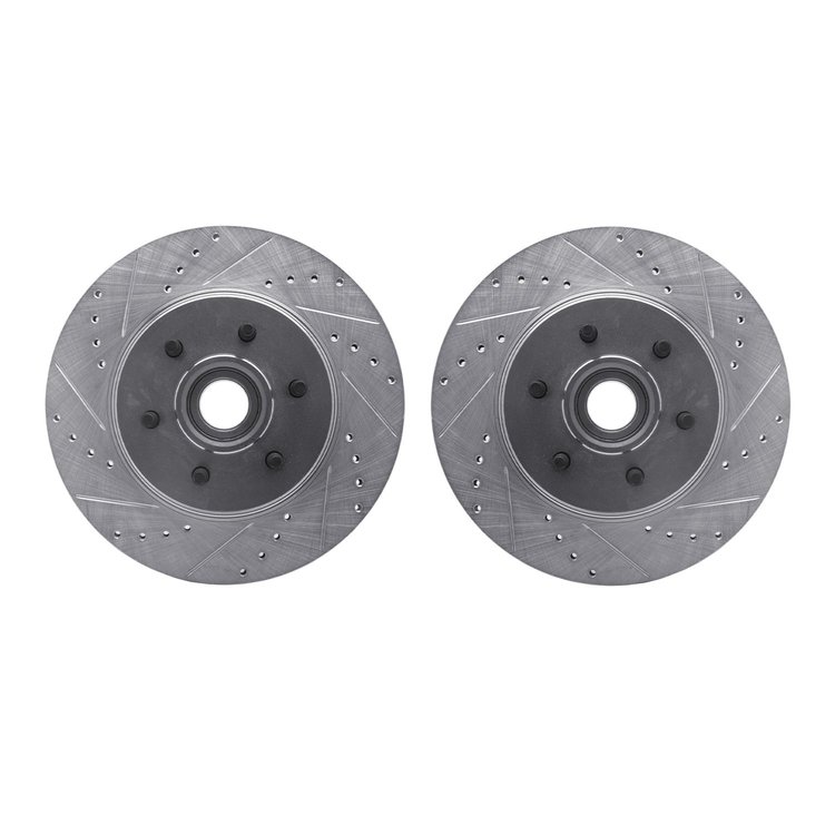 7002-54089 Drilled/Slotted Brake Rotors [Silver], 2004-2008 Ford/Lincoln/Mercury/Mazda, Position: Front