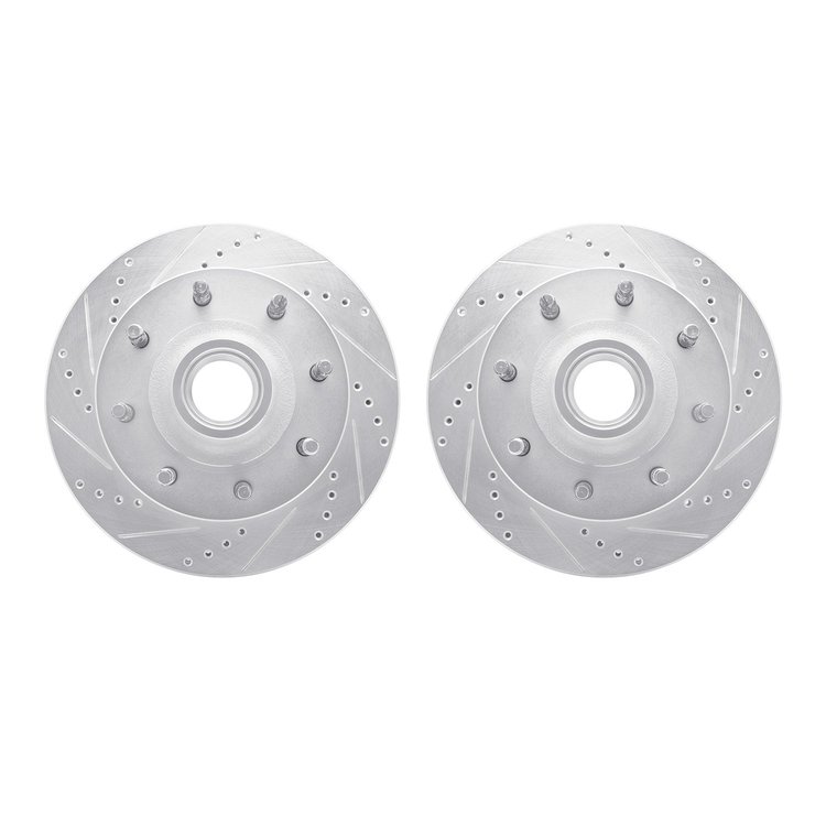 7002-54107 Drilled/Slotted Brake Rotors [Silver], 1999-2002 Ford/Lincoln/Mercury/Mazda, Position: Front