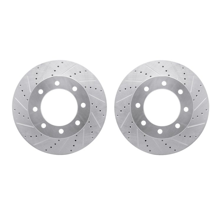 7002-54113 Drilled/Slotted Brake Rotors [Silver], Fits Select Ford/Lincoln/Mercury/Mazda, Position: Front