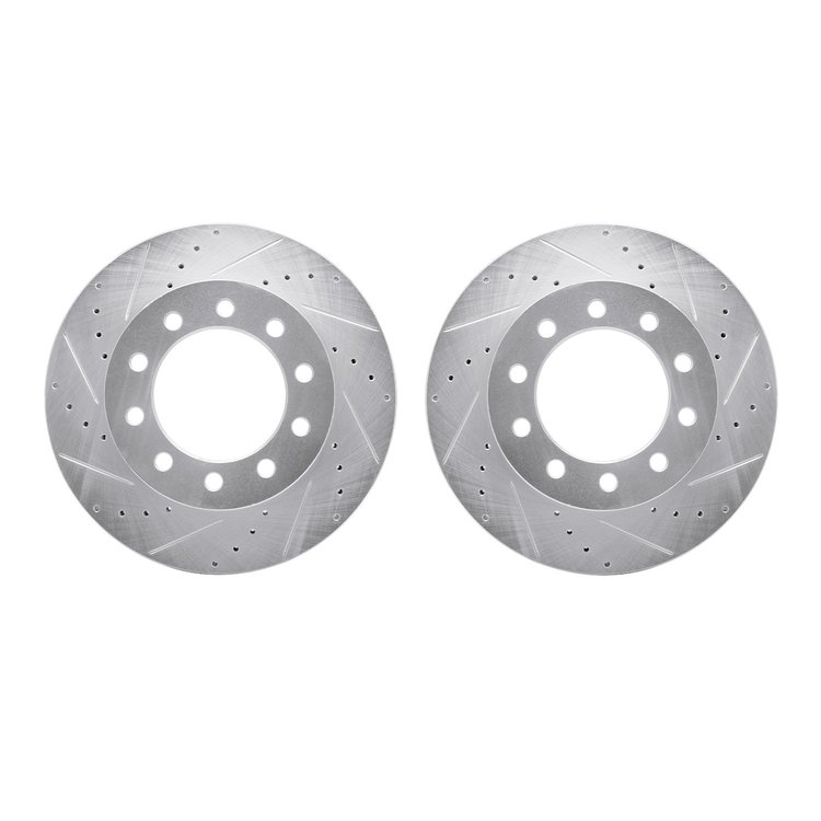 7002-54123 Drilled/Slotted Brake Rotors [Silver], 2005-2016 Ford/Lincoln/Mercury/Mazda, Position: Front