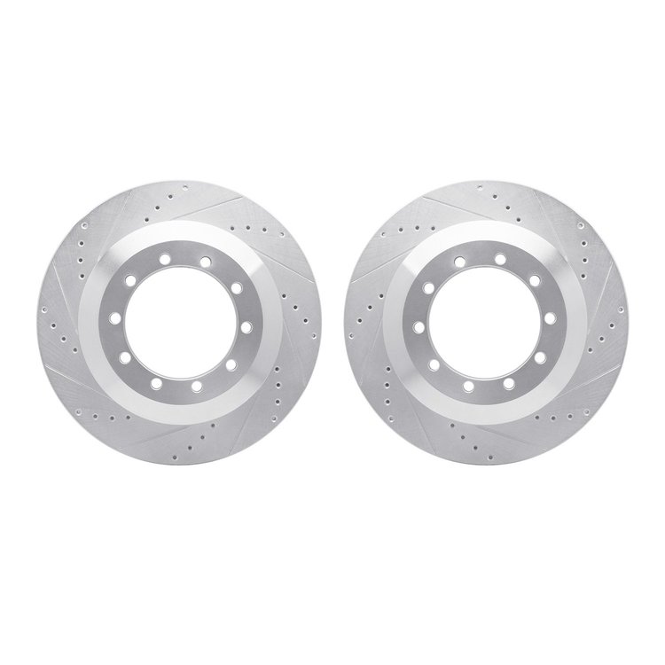 7002-54125 Drilled/Slotted Brake Rotors [Silver], 1988-2019 Ford/Lincoln/Mercury/Mazda, Position: Front, Rear