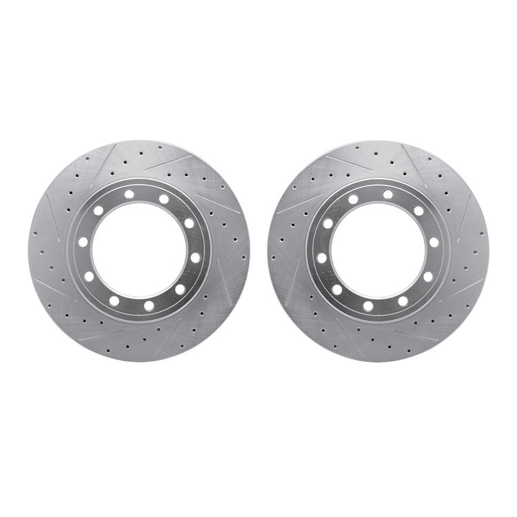 7002-54126 Drilled/Slotted Brake Rotors [Silver], 1990-2021 Multiple Makes/Models, Position: Rear, Front