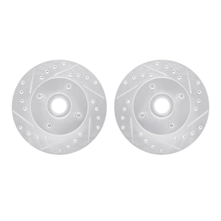 7002-54129 Drilled/Slotted Brake Rotors [Silver], 1978-1993 Ford/Lincoln/Mercury/Mazda, Position: Front
