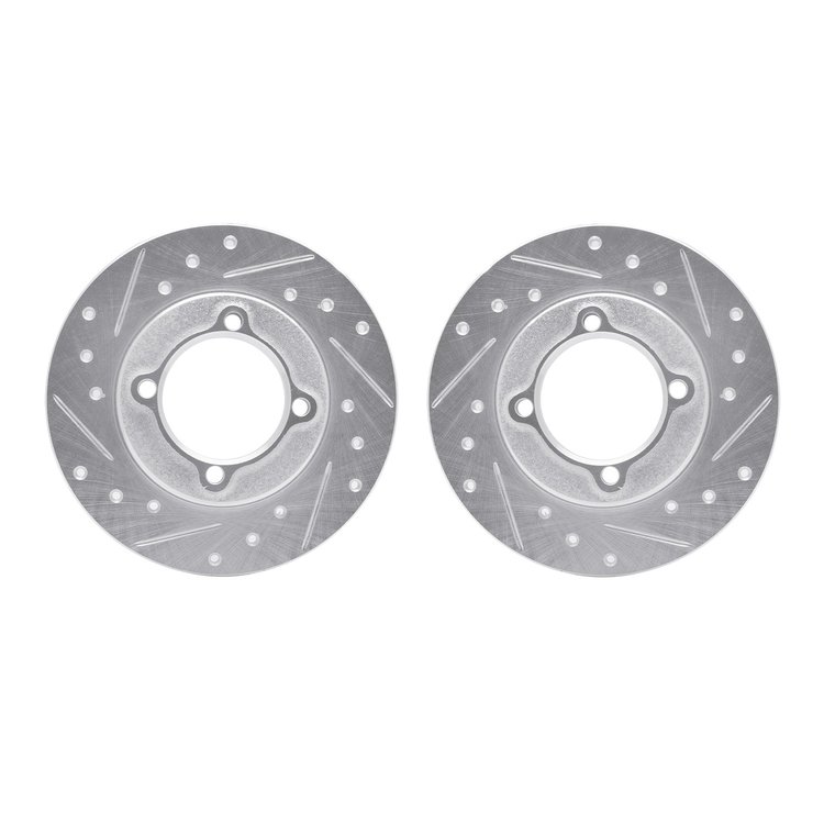 7002-54130 Drilled/Slotted Brake Rotors [Silver], 1988-1993 Ford/Lincoln/Mercury/Mazda, Position: Front