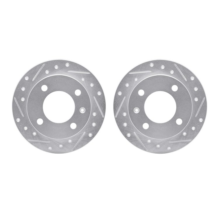 7002-54131 Drilled/Slotted Brake Rotors [Silver], 1978-1980 Ford/Lincoln/Mercury/Mazda, Position: Front