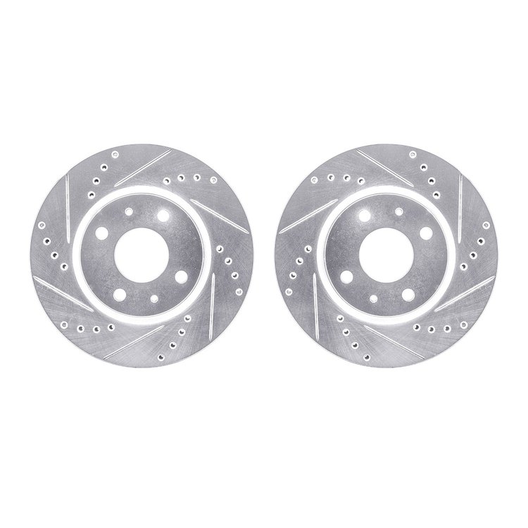 7002-54137 Drilled/Slotted Brake Rotors [Silver], 2008-2011 Ford/Lincoln/Mercury/Mazda, Position: Front