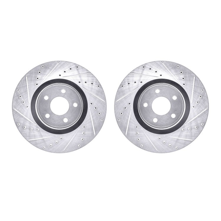 7002-54138 Drilled/Slotted Brake Rotors [Silver], 2014-2019 Ford/Lincoln/Mercury/Mazda, Position: Front