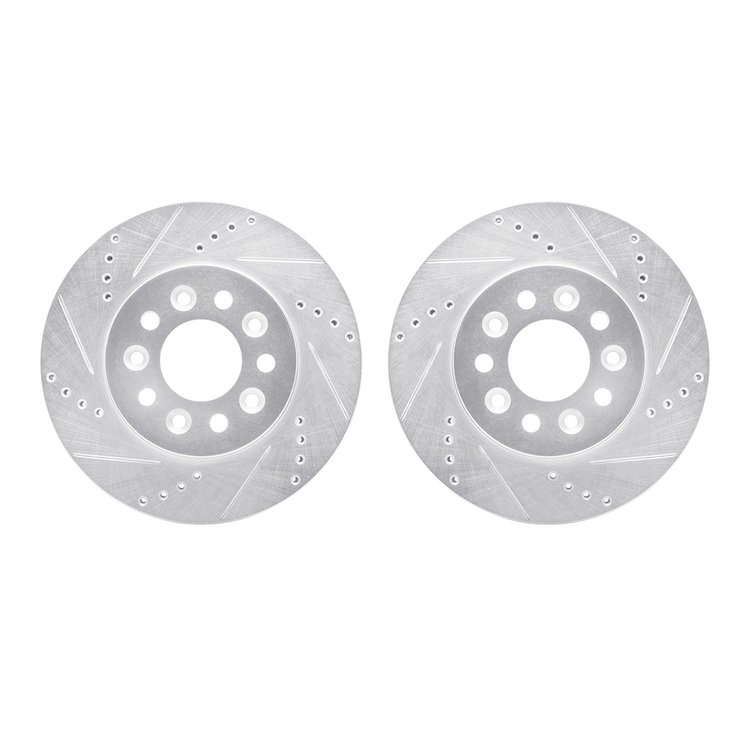 7002-54140 Drilled/Slotted Brake Rotors [Silver], 2004-2007 Ford/Lincoln/Mercury/Mazda, Position: Front