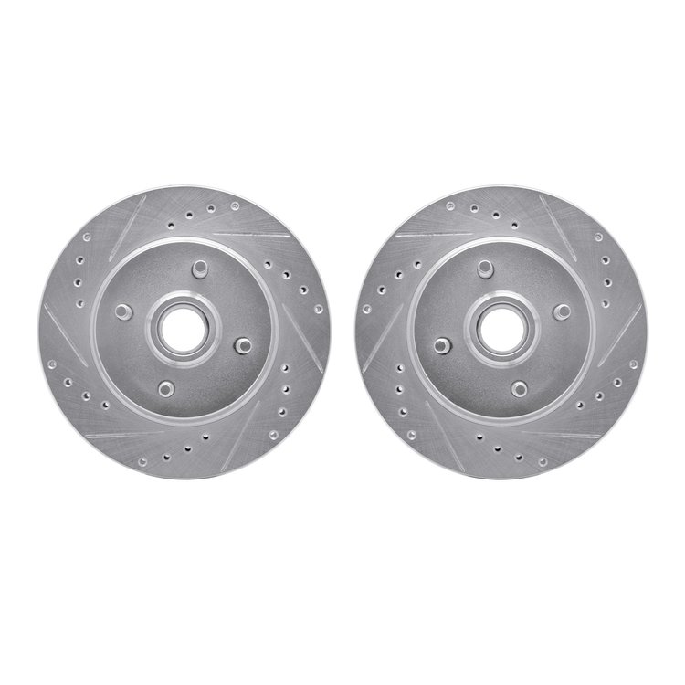 7002-54151 Drilled/Slotted Brake Rotors [Silver], 1993-1993 Ford/Lincoln/Mercury/Mazda, Position: Front