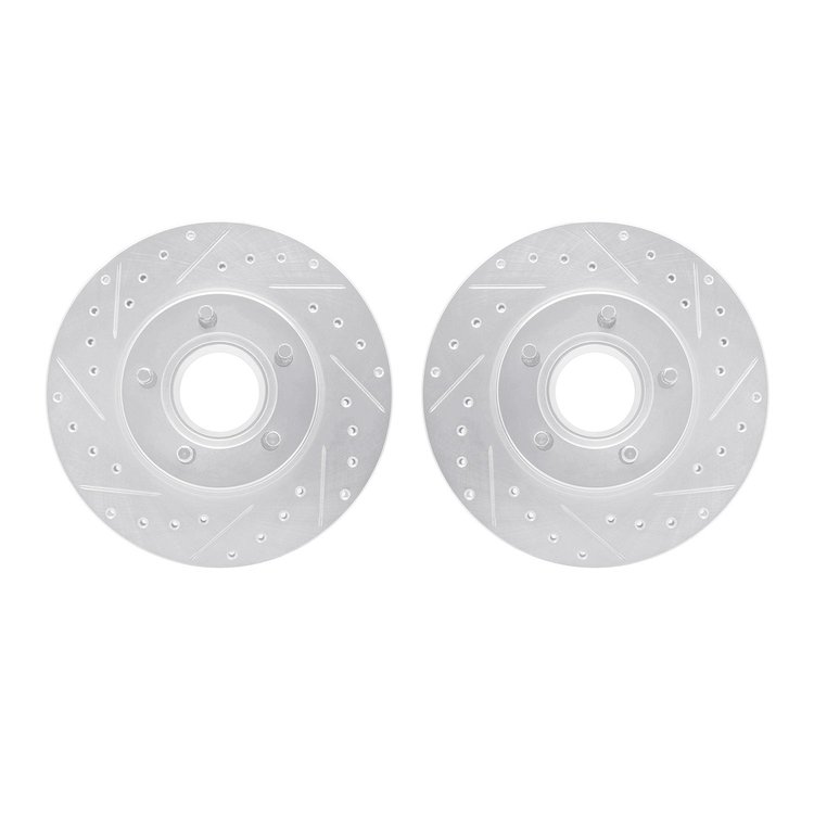 7002-54163 Drilled/Slotted Brake Rotors [Silver], 1995-1997 Ford/Lincoln/Mercury/Mazda, Position: Front